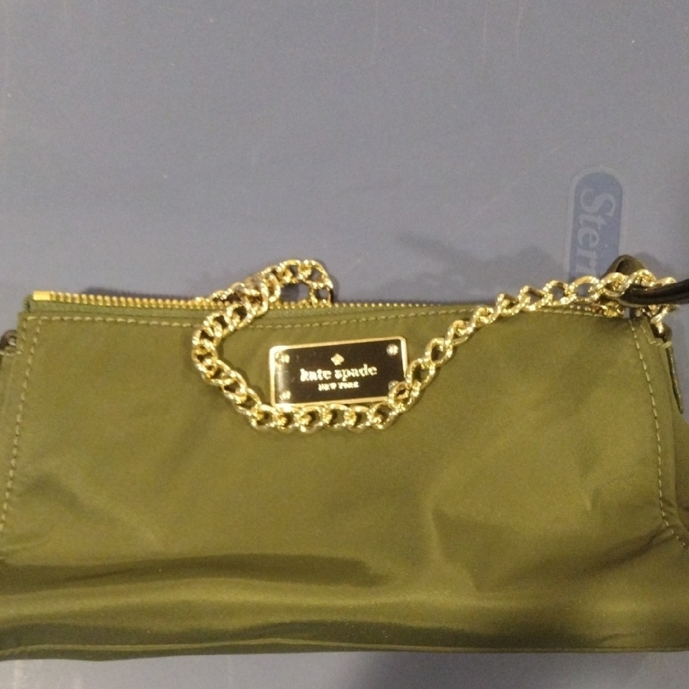Kate Spade Green and Gold Glossy Clutch